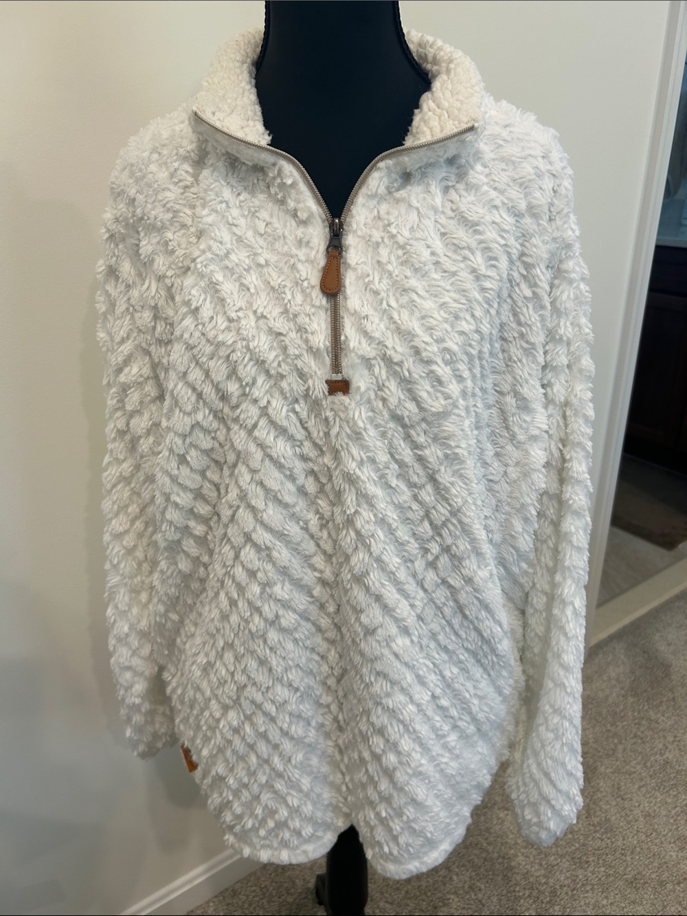 Simply Southern Plush White Sherpa Quarter-Zip Pullover
